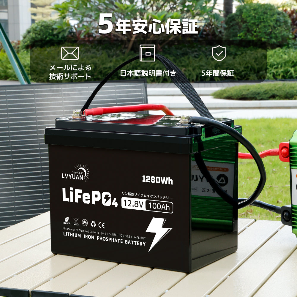 LVYUAN 12.8V/100Ah 1.28kWhリン酸鉄リチウムイオンバッテリー (mini)