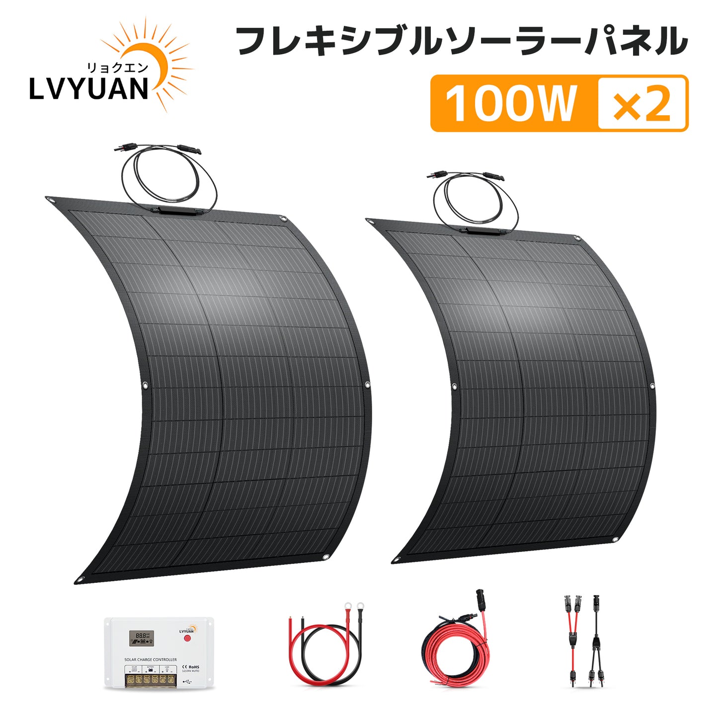 LVYUAN 100W フレキシブルソーラーパネル発電キット