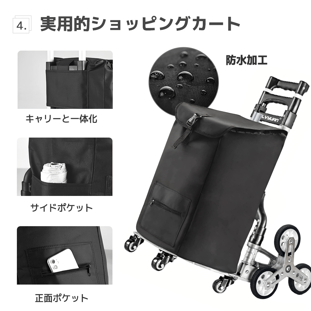 LVYUAN(リョクエン)折りたたみ式 キャリーカート 耐荷重75kg(シルバー) - LVYUAN(リョクエン)公式ショップ