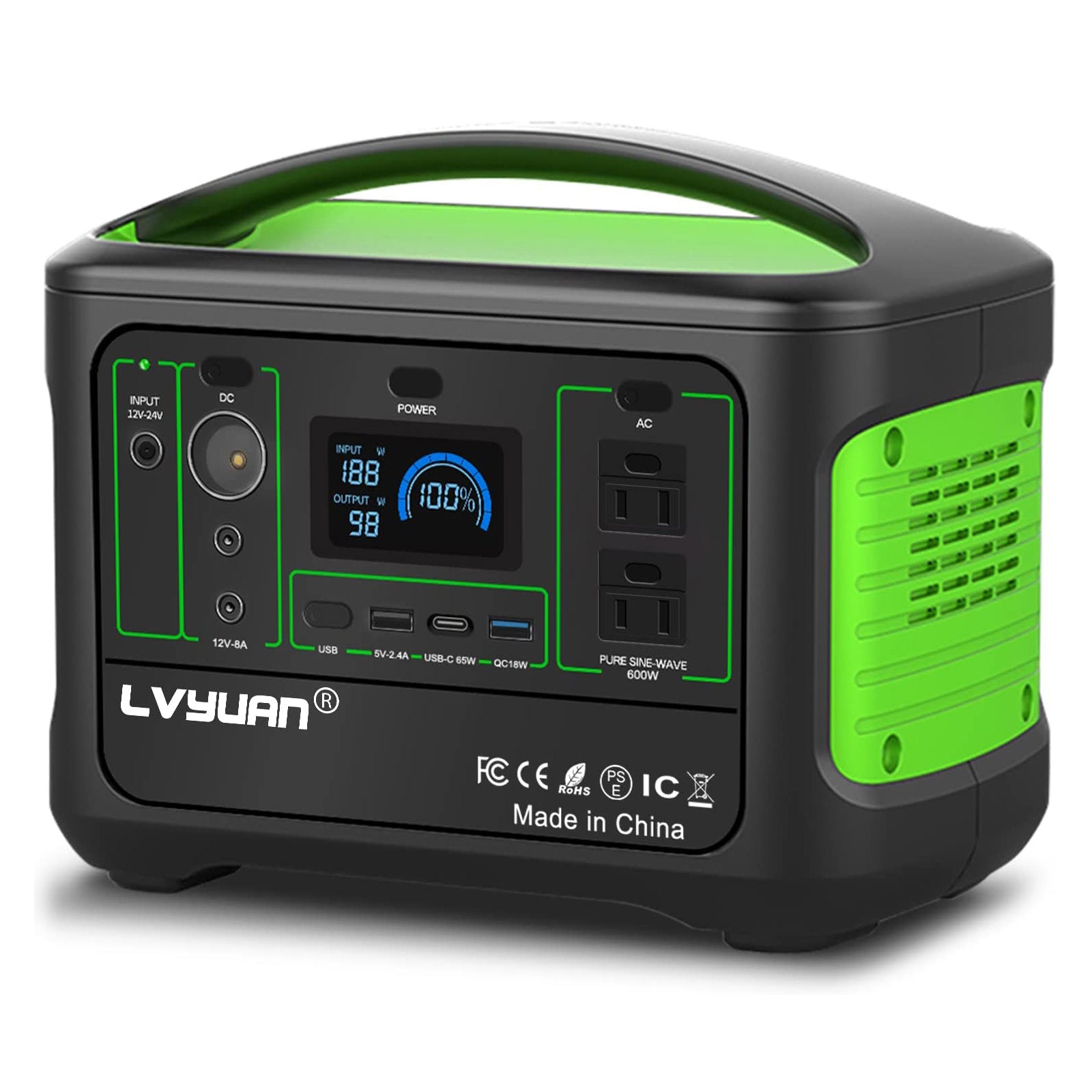 LVYUAN ポータブル電源 大容量 153600mAh / AC定格600W