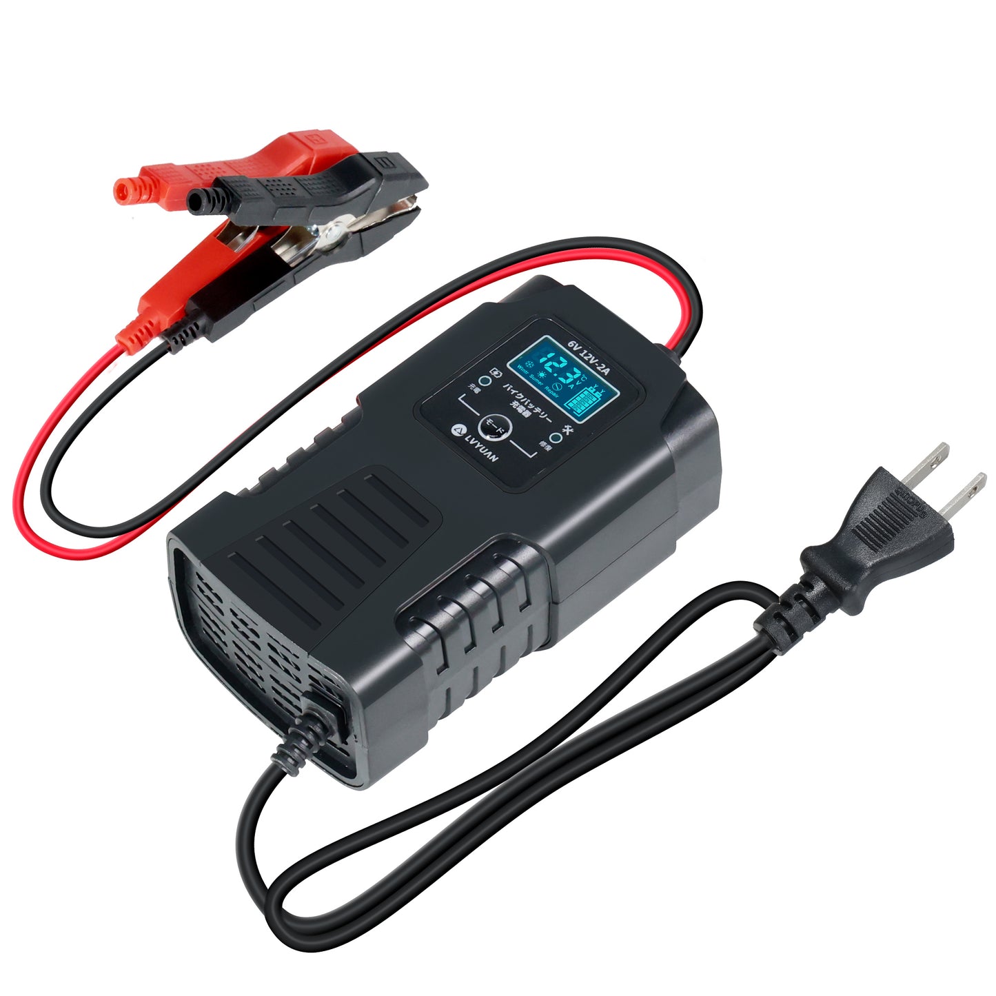 LVYUAN 定格2A バイクバッテリー充電器 6V/12V鉛バッテリー対応