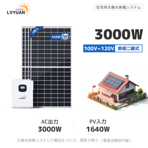 LVYUAN 1640Wソーラー発電システム ハイブリッドインバーター出力3000W