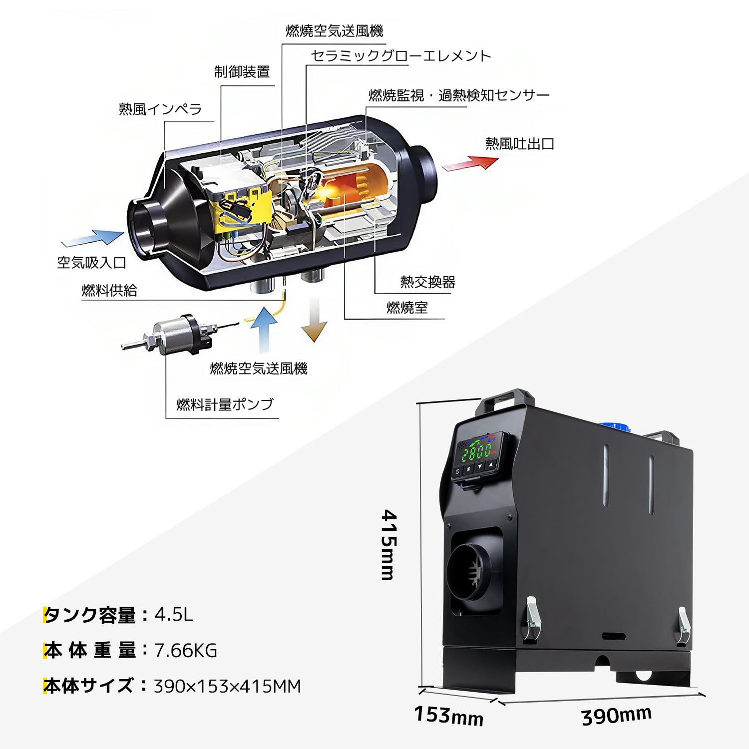 LVYUAN 8KW 5Lリットル 一体式エアヒーター - LVYUAN（リョクエン）公式ショップ