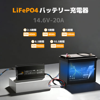 LVYUAN 14.6V 20A リン酸鉄リチウムイオンバッテリー専用充電器