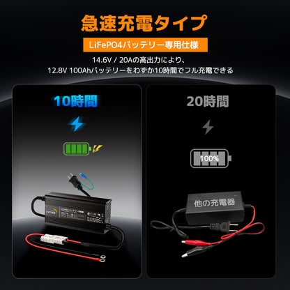 LVYUAN 14.6V 20A リン酸鉄リチウムイオンバッテリー専用充電器