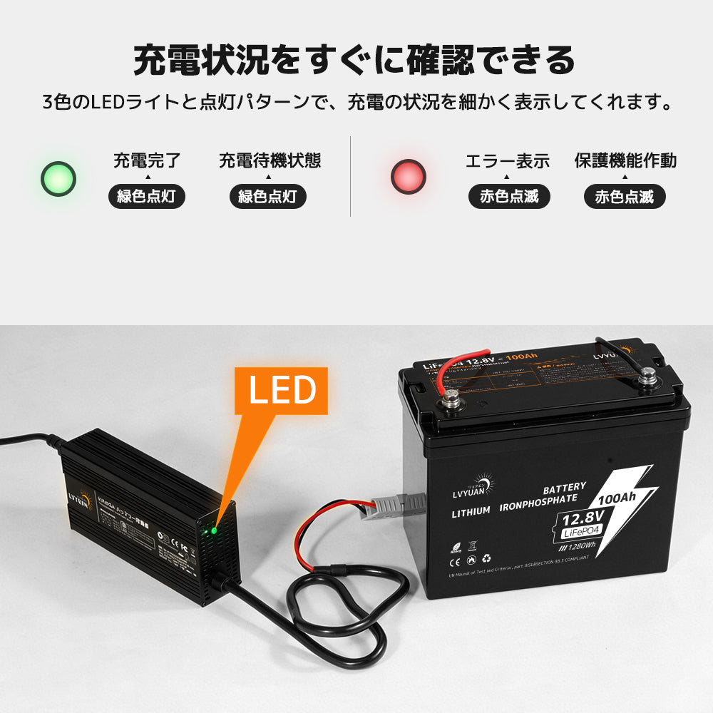 LVYUAN 14.6V 20A リン酸鉄リチウムイオンバッテリー専用充電器