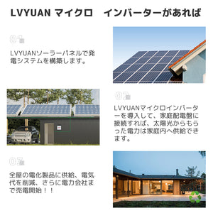 LVYUAN マイクロインバーター発電キット 410Wソーラーパネル＋300Wマイクロインバーター【日本在庫・即発送】
