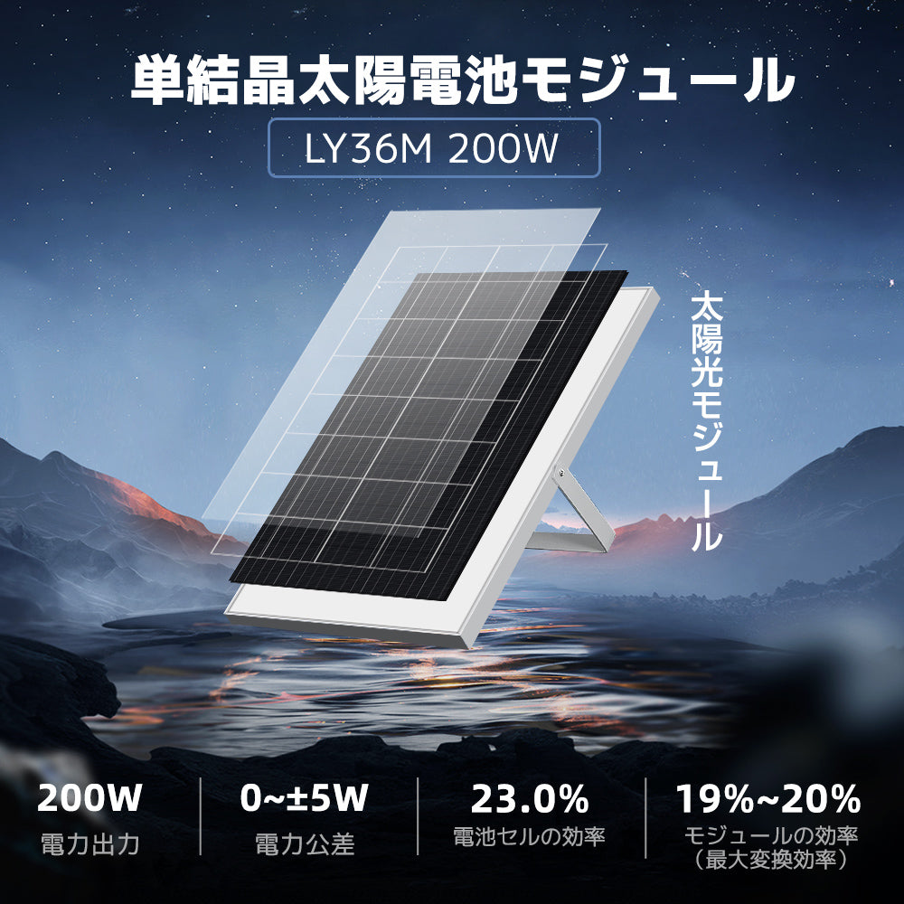 LVYUAN（リョクエン）200W 単結晶ソーラーパネル【ICE基準・TUV規格品