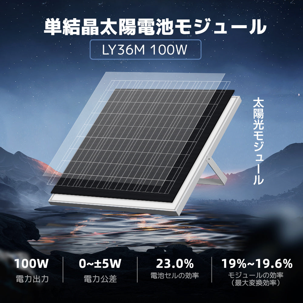 LVYUAN（リョクエン）100W 単結晶ソーラーパネル【ICE基準・TUV規格品