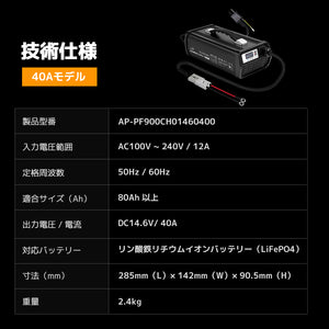 LVYUAN 14.6V 40A リン酸鉄リチウムイオンバッテリー専用充電器