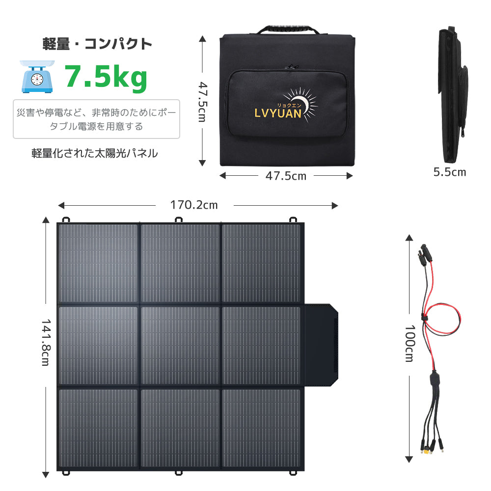 LVYUAN 300W 折り畳み式 ソーラーパネル SBシリーズ