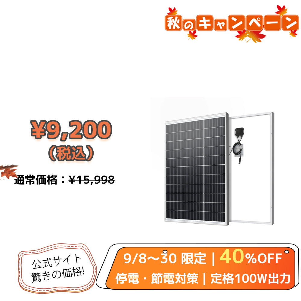 LVYUAN（リョクエン）100W 単結晶ソーラーパネル