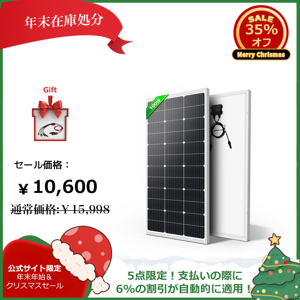 LVYUAN（リョクエン）100W 単結晶ソーラーパネル