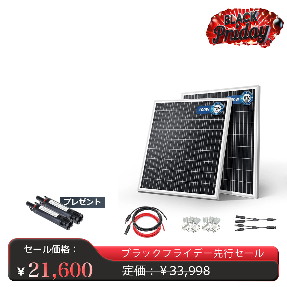 LVYUAN 100W ソーラーパネル 2枚（200W） セット【ICE基準・TUV規格品】 - LVYUAN（リョクエン）公式ショップ