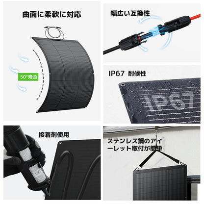 LVYUAN 100W フレキシブルソーラーパネル発電キット