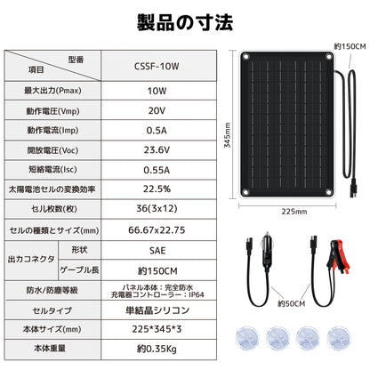 LVYUAN（リョクエン）10W ETFEフレキシブルソーラーパネル