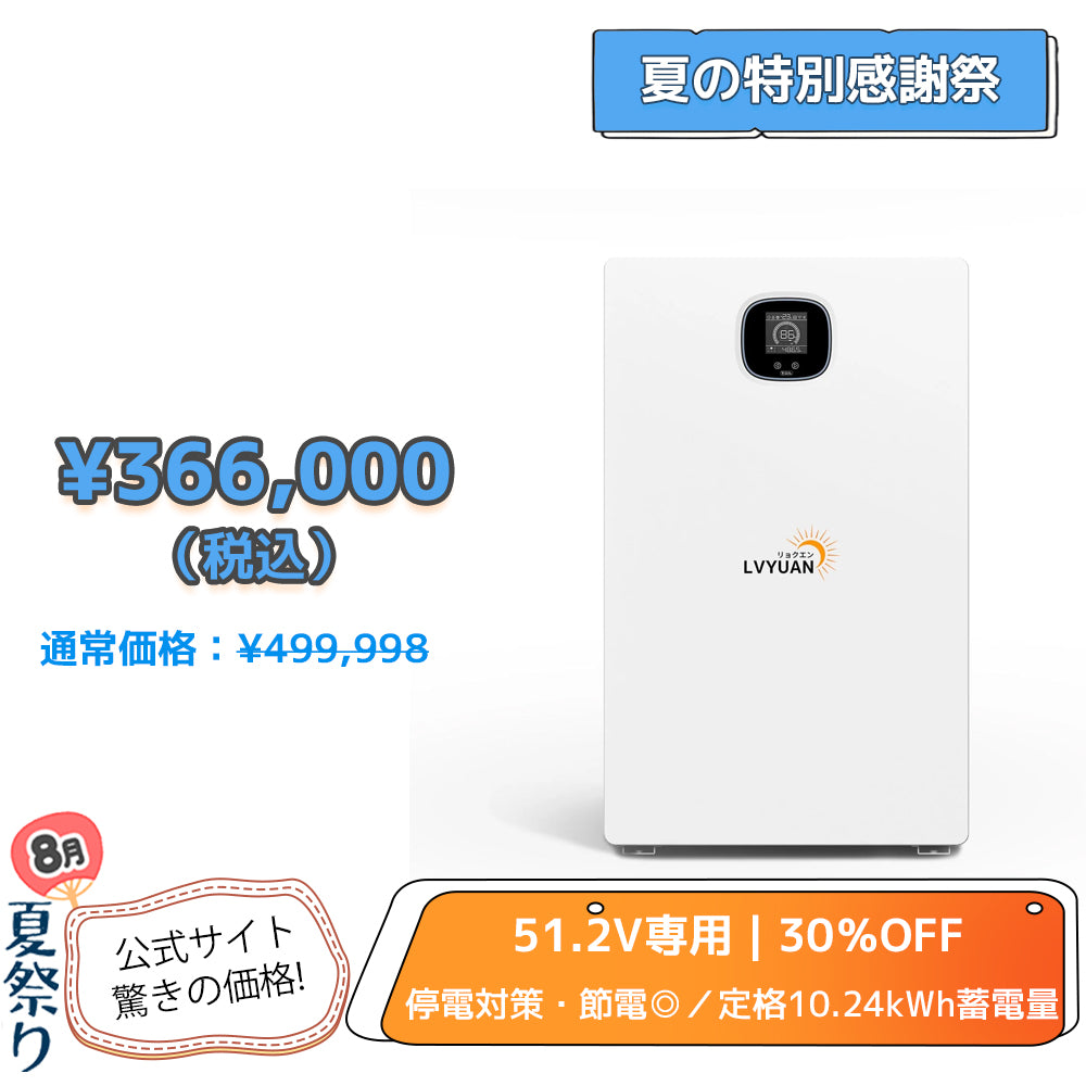 LVYUAN 10.24kWhリン酸鉄リチウムイオンバッテリー Bluetooth付き