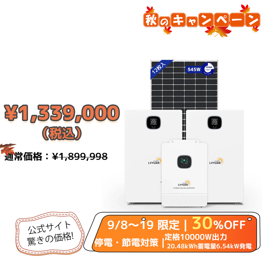 LVYUAN 10000W単相3線式ハイブリッド発電・蓄電システム（10年保証）