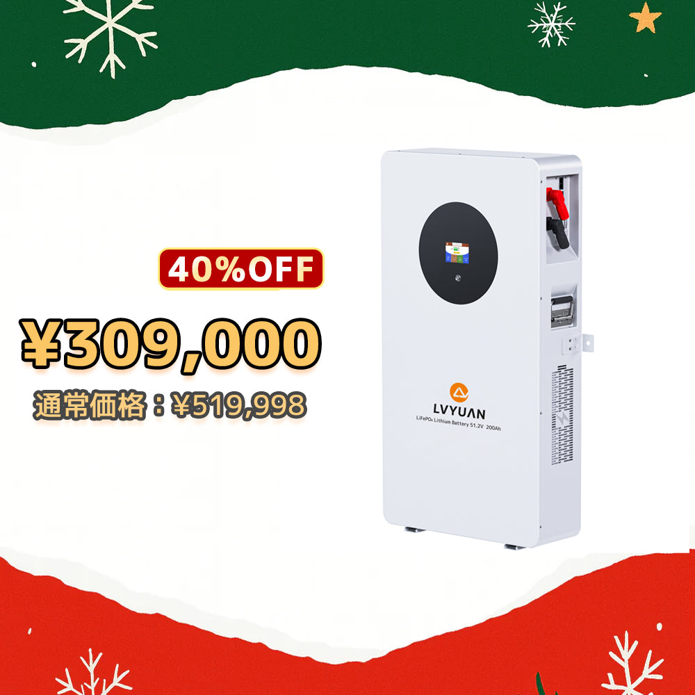 LVYUAN 51.2V/200Ah 10.24kWhリン酸鉄リチウムイオンバッテリー