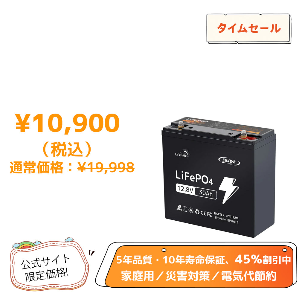 LVYUAN 12.8V/30Ah 384Whリン酸鉄リチウムイオンバッテリー