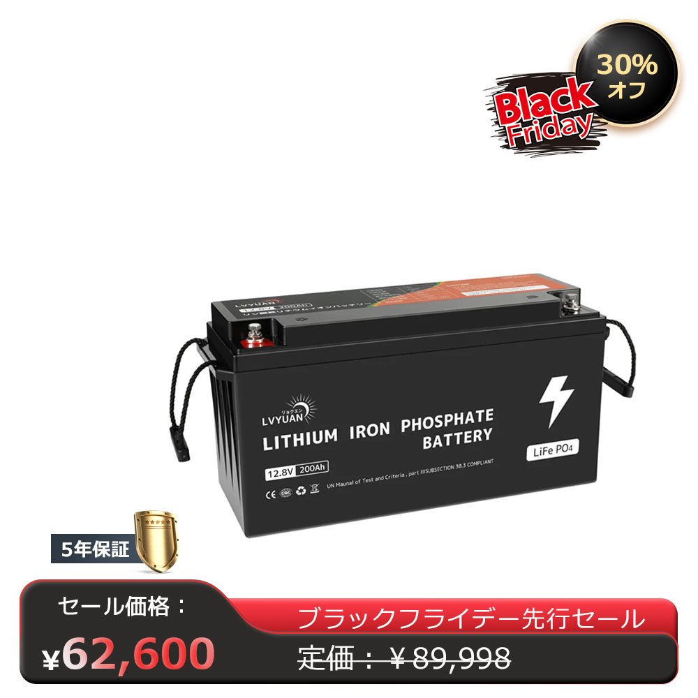 LVYUAN 12.8V/200Ah 2.56kWhリン酸鉄リチウムイオンバッテリー