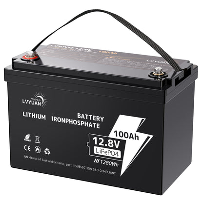 LVYUAN 12.8V/100Ah 1.28kWhリン酸鉄リチウムイオンバッテリー