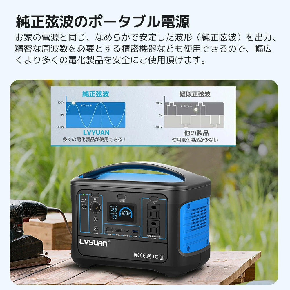 LVYUAN（リョクエン）600W｜493Whポータブル電源 YW600-Blue
