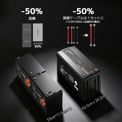 LVYUAN 12.8V/200Ah 2.56kWhリン酸鉄リチウムイオンバッテリー