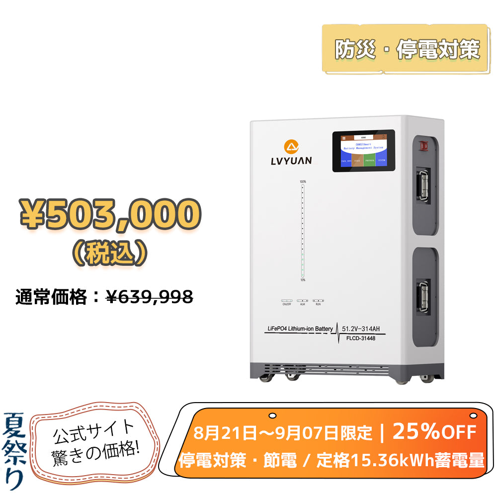 LVYUAN 51.2V/314Ah 16.07kWhリン酸鉄リチウムイオンバッテリー