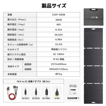 LVYUAN 300W 折り畳み式 ソーラーパネル SPシリーズ