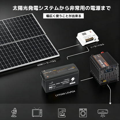 LVYUAN 12.8V/200Ah 2.56kWhリン酸鉄リチウムイオンバッテリー