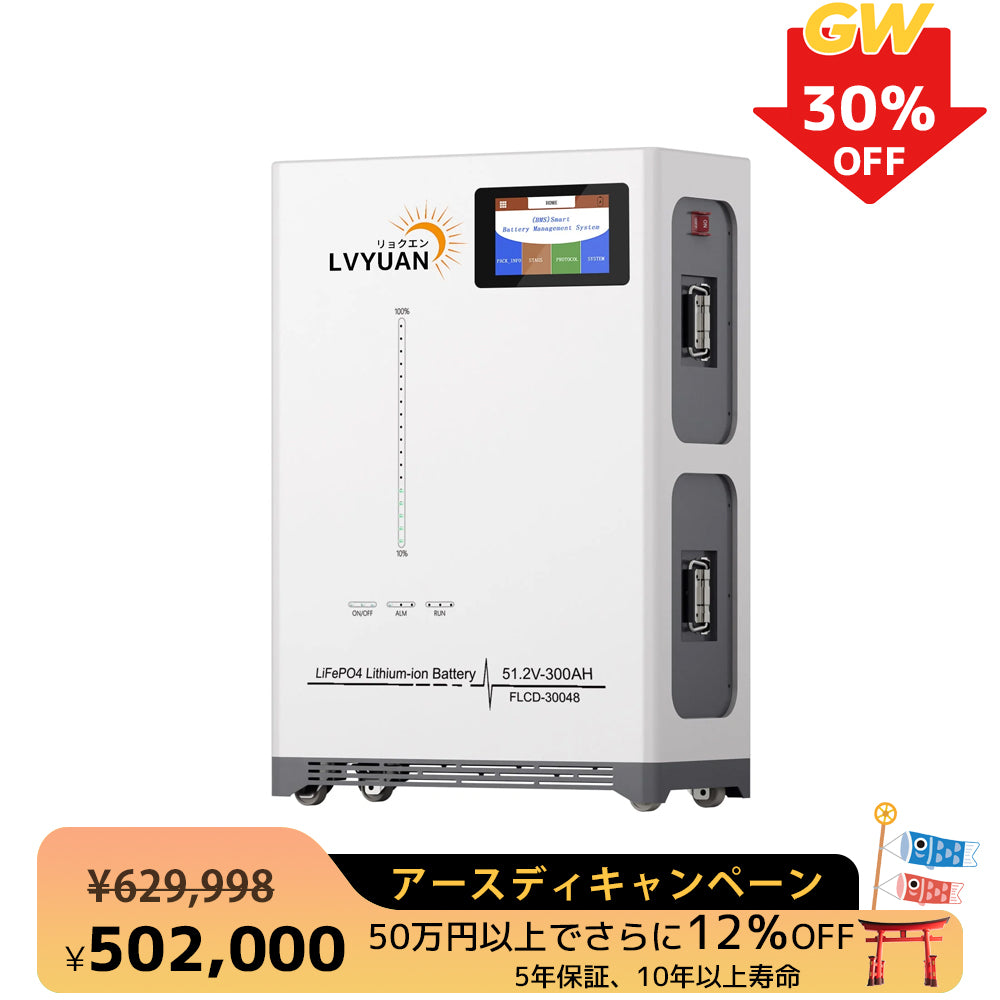 LVYUAN 51.2V/300Ah 15.36kWhリン酸鉄リチウムイオンバッテリー