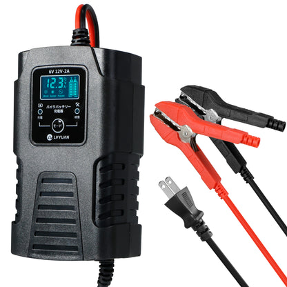 LVYUAN 定格2A バイクバッテリー充電器 6V/12V鉛バッテリー対応
