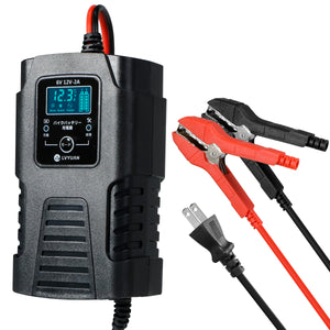 LVYUAN 定格2A バイクバッテリー充電器 6V/12V鉛バッテリー対応