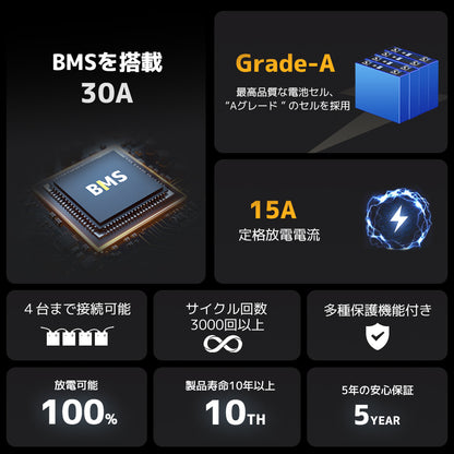 LVYUAN 12.8V/30Ah 384Whリン酸鉄リチウムイオンバッテリー