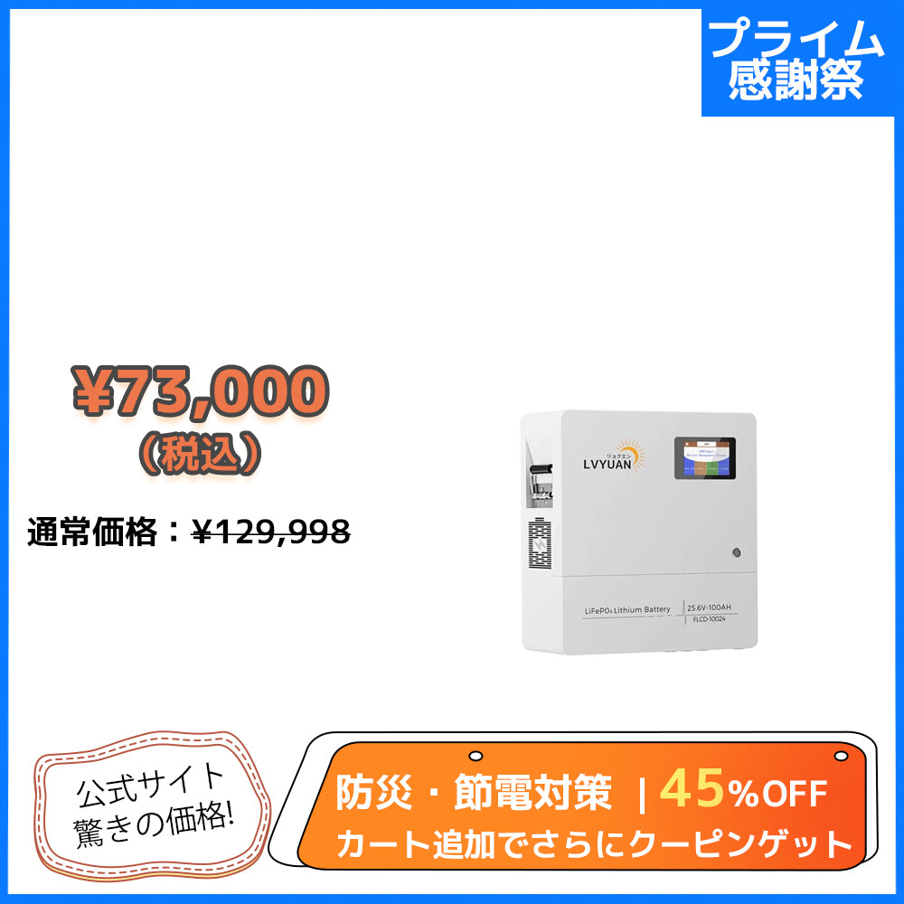 LVYUAN 25.6V/100Ah 2.56kWhリン酸鉄リチウムイオンバッテリー