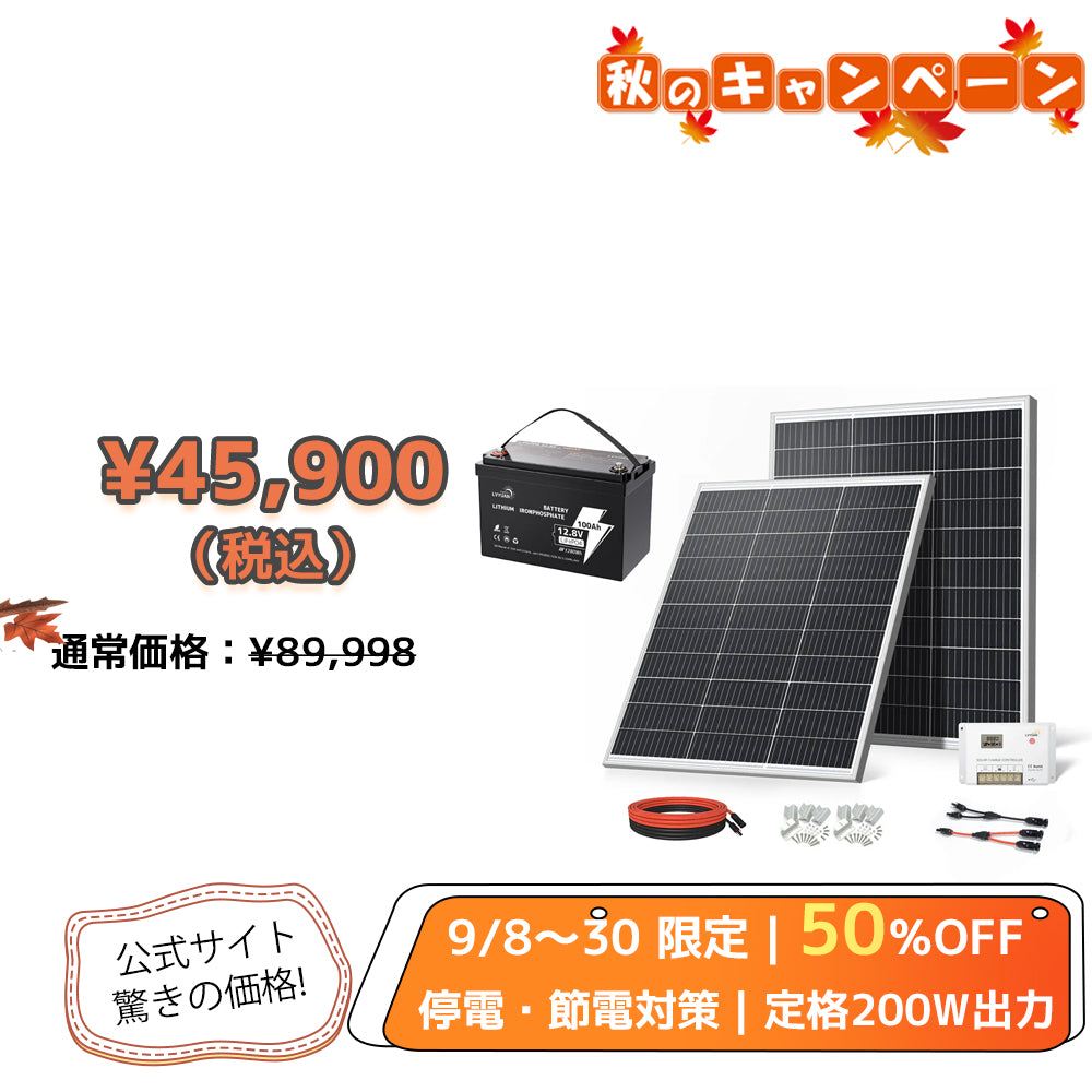LVYUAN 200W ソーラーパネル発電キット