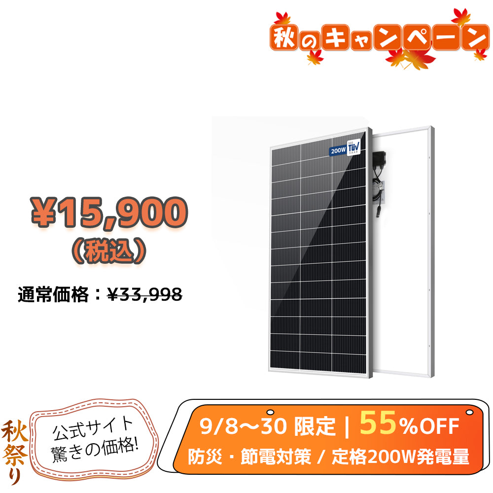 LVYUAN（リョクエン）200W 単結晶ソーラーパネル（新規モデル）