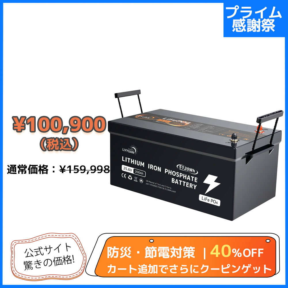 LVYUAN 25.6V/200Ah リン酸鉄リチウムイオンバッテリー