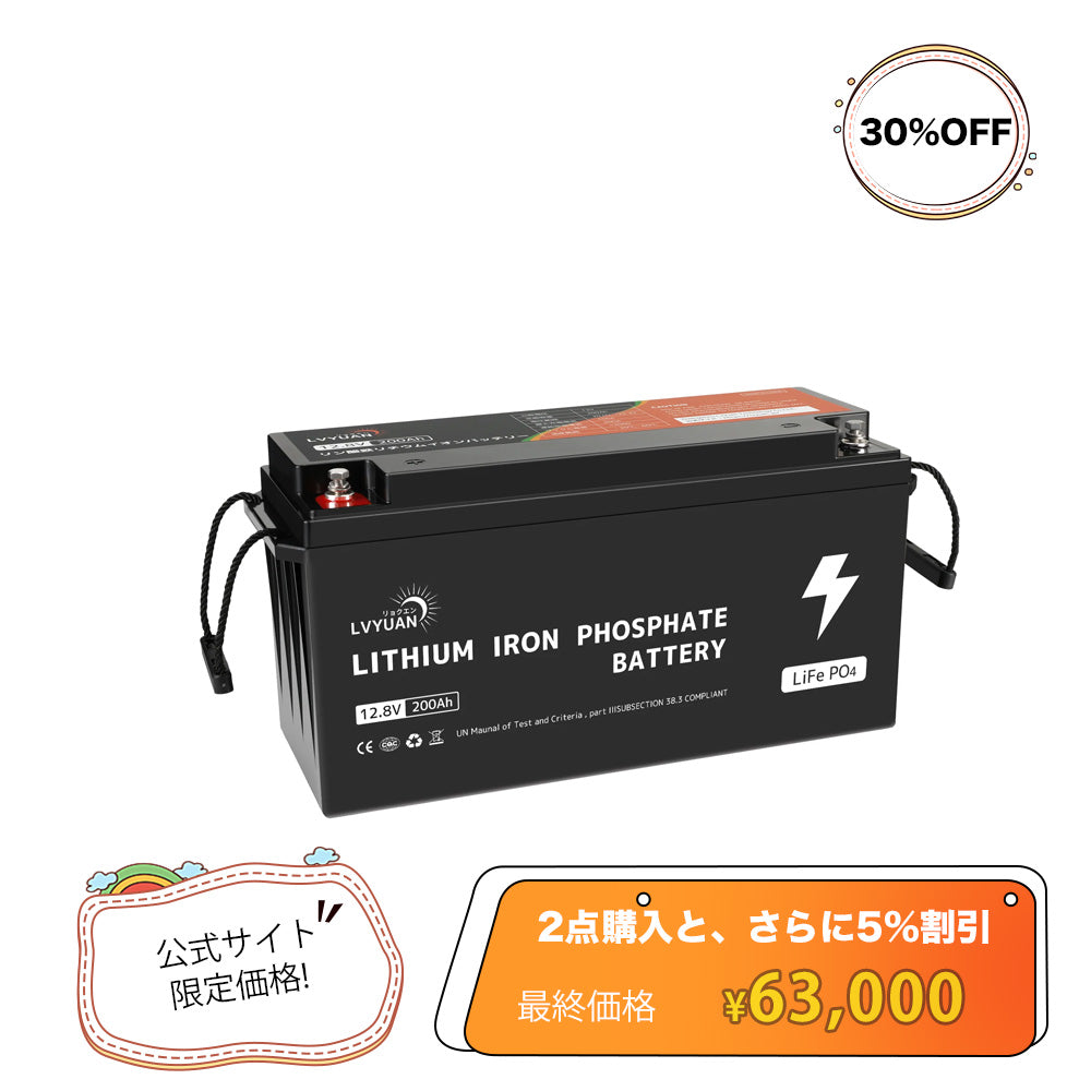 LVYUAN 12.8V/200Ah 2.56kWhリン酸鉄リチウムイオンバッテリー - LVYUAN（リョクエン）公式ショップ