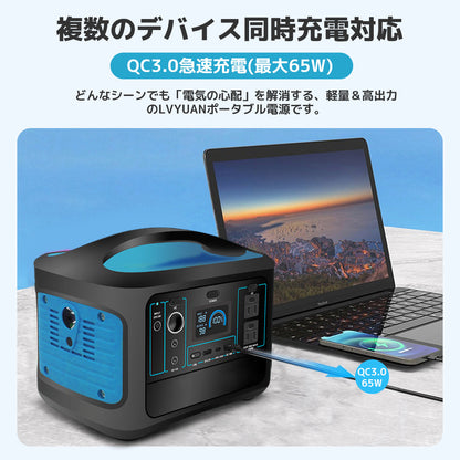 LVYUAN 100W ソーラーパネル/600W ポータブル電源（青）