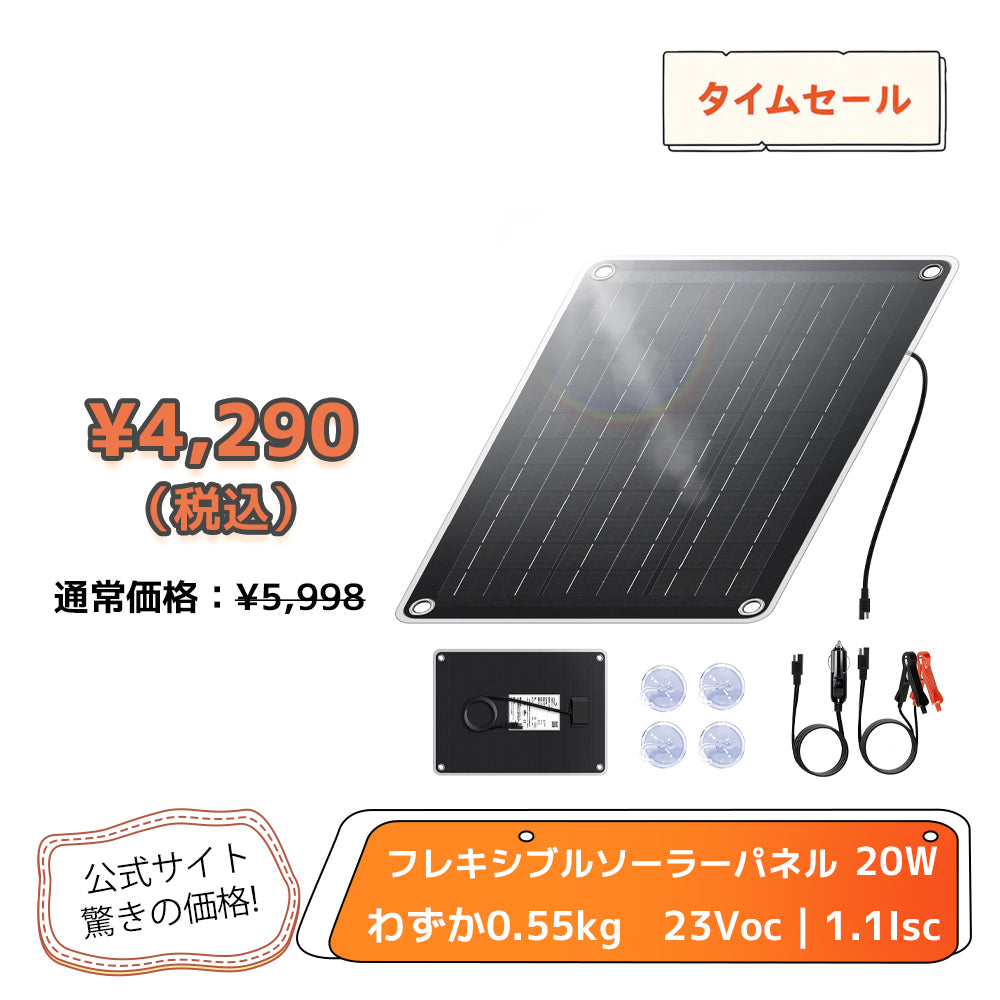 LVYUAN（リョクエン）20W ETFEフレキシブルソーラーパネル