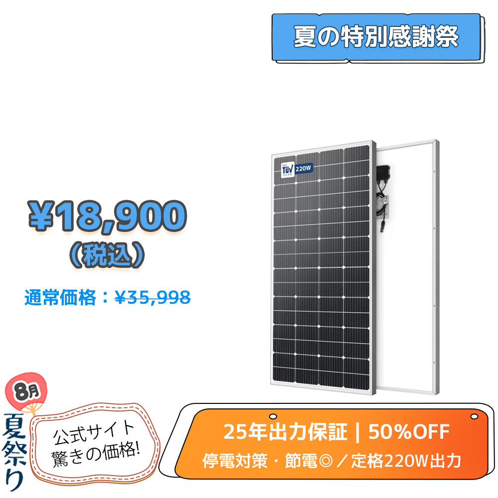 LVYUAN（リョクエン）220W 単結晶ソーラーパネル