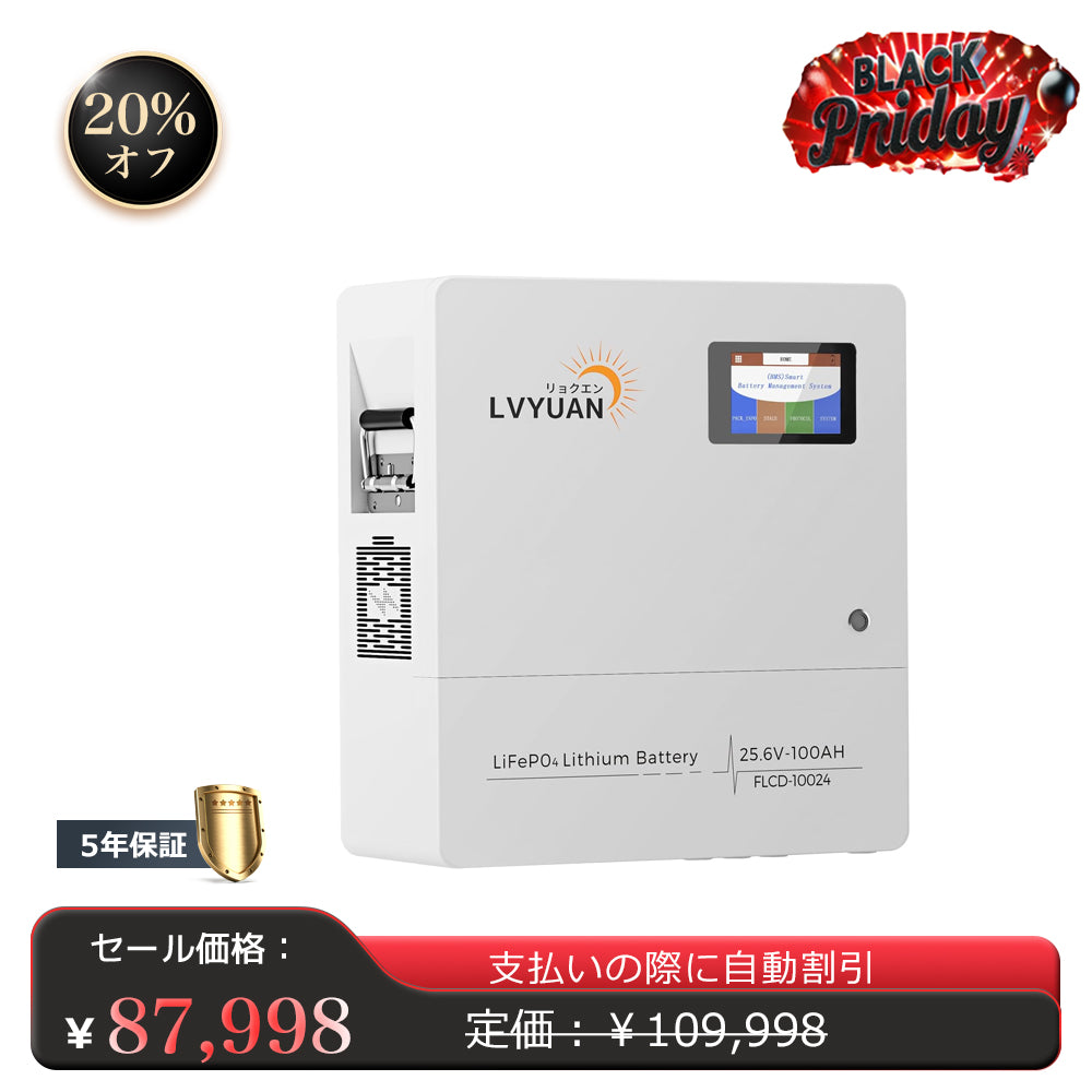 LVYUAN 25.6V/100Ah 2.56kWhリン酸鉄リチウムイオンバッテリー - LVYUAN（リョクエン）公式ショップ