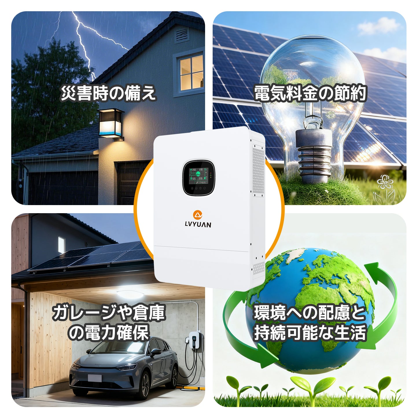 LVYUAN 6500W単相3線式ハイブリッド発電・蓄電システム