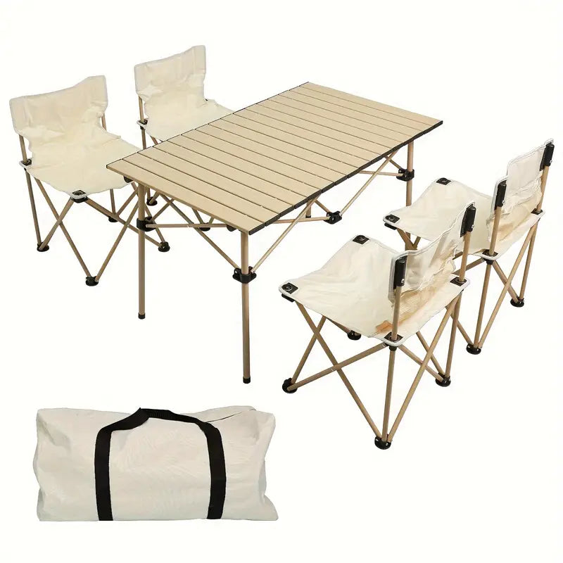 LVYUAN（YINLEADER）アウトドア テーブル チェア 5点セット アルミテーブル椅子 ピクニック ベンチセット ピクニックテーブル 超軽量 折り畳み 組立簡単 収納バッグ付き BBQ お釣り テント ガーデン 屋外 キャンプ用品
