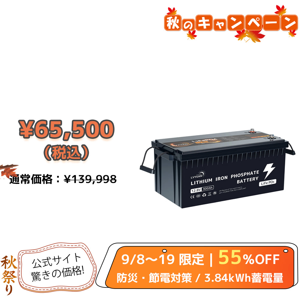 LVYUAN 12.8V/300Ah 3.84kWhリン酸鉄リチウムイオンバッテリー