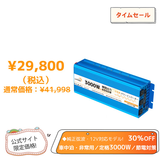 LVYUAN 純正弦波インバーター 3000W DC12V（直流）AC100V（交流）