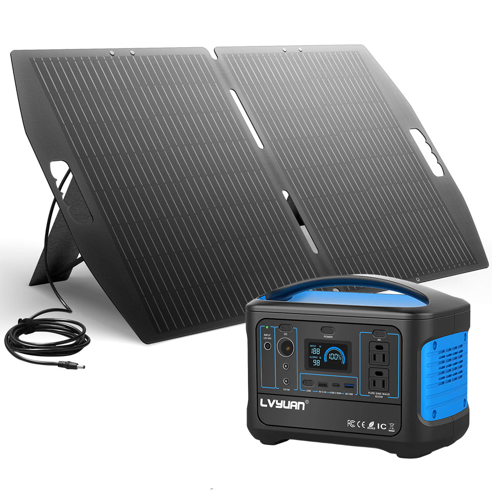 LVYUAN 100W ソーラーパネル/600W ポータブル電源（青）
