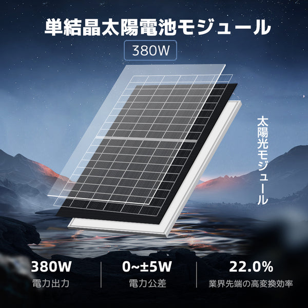 LVYUAN（リョクエン）380W 単結晶ソーラーパネル【ICE基準・TUV規格品 